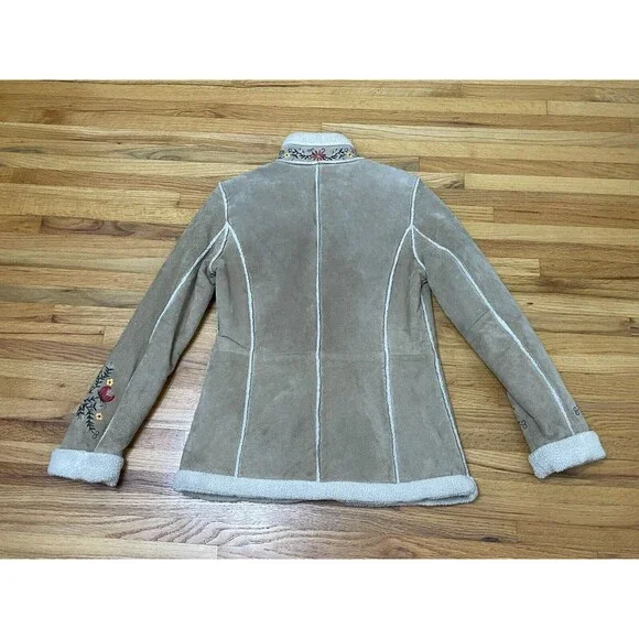 St John's Bay Phoebe Of Friends Jacket Women's S Beige Suede 90s Penny Lane